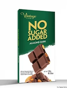 Vintage Luxury No Sugar Added Delicious Chocolate Bar 100gm Almond Dark
