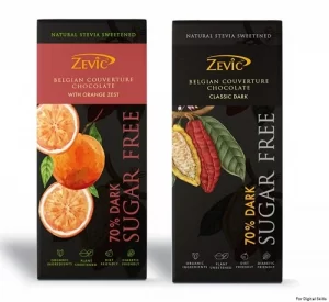Zevic 70% Belgian Sugarfree Cocoa Dark Chocolate (40g)